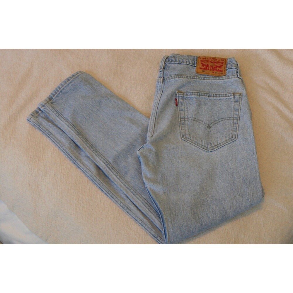 Vintage 90s Levis 512 Slim Taper Jeans 34x30 Light Wash Made in USA Cotton